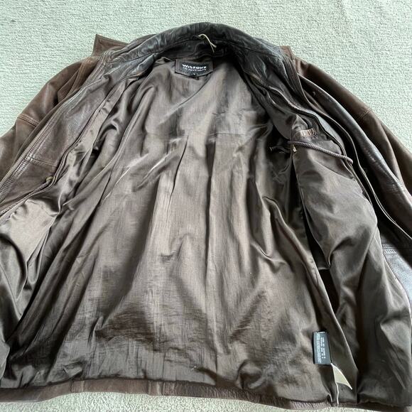 Vintage 80s Wilson’s 100% Leather Cinched Waist Mid Length Classic Jacket Size L - Picture 13 of 15